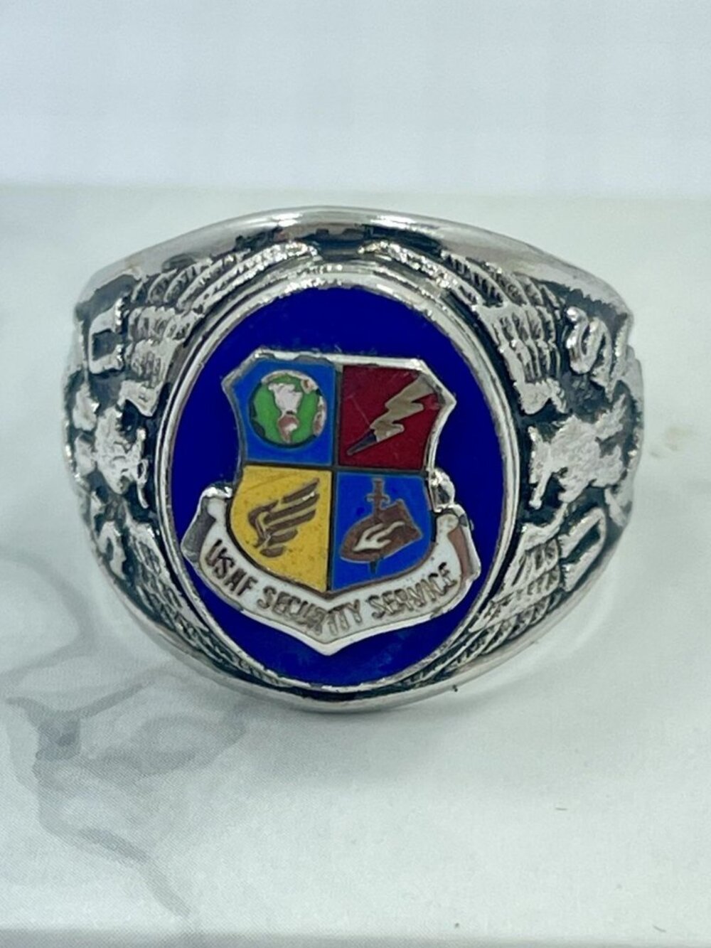 Vintage Kinney Sterling USAF Security Service Military Ring – Size 10